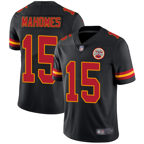 Men Kansas City Chiefs #15 Mahomes Patrick Limited Black Rush Vapor Untouchable Football Nike NFL Jersey